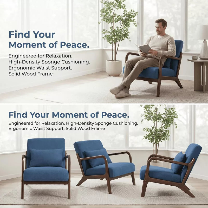 Mid Century Modern Accent Chair: Cozy Wood Frame Reading Armchair