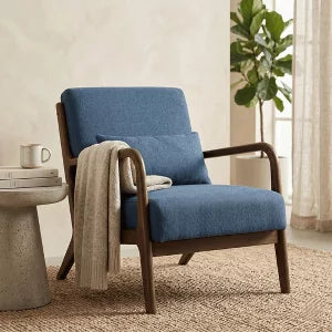 Mid Century Modern Accent Chair: Cozy Wood Frame Reading Armchair