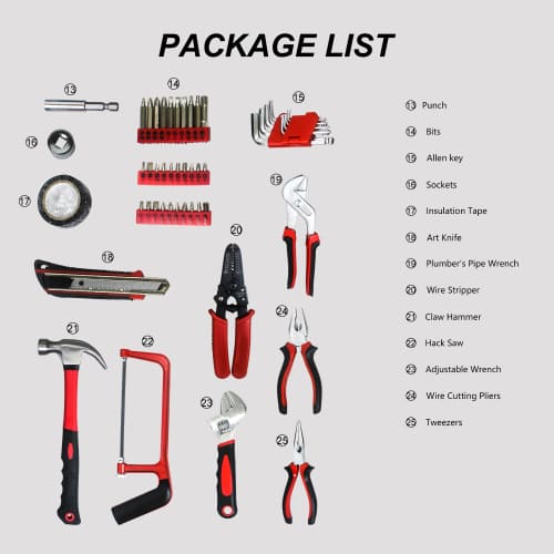 242-Piece Tool Set: Mechanical Hand Kit with Heavy-Duty Plastic Toolbox