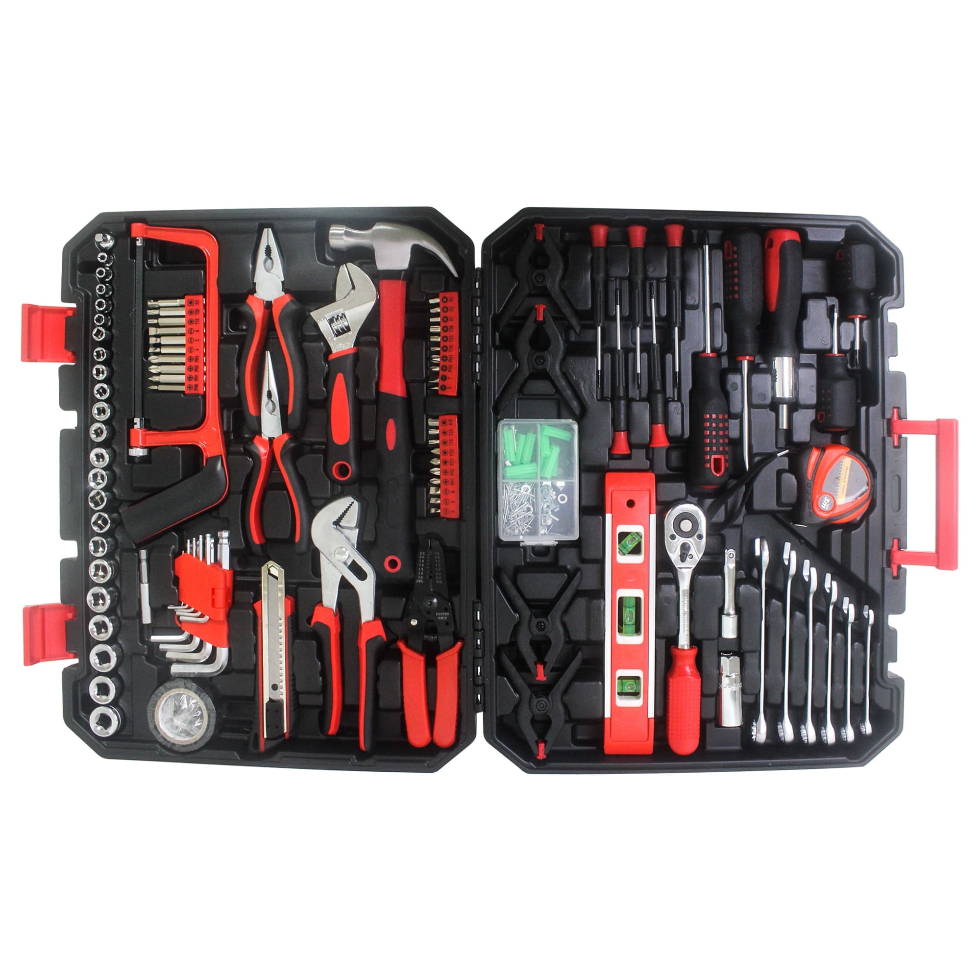242-Piece Tool Set: Mechanical Hand Kit with Heavy-Duty Plastic Toolbox