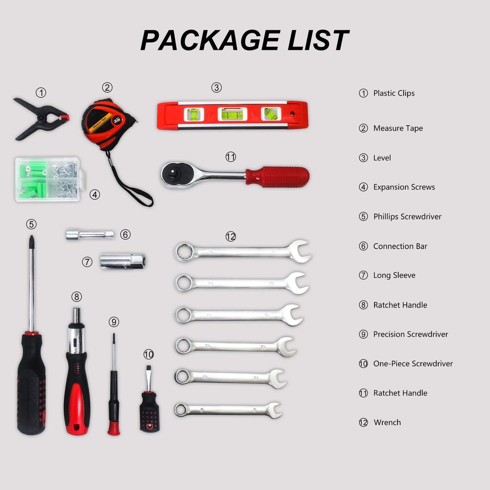 242-Piece Tool Set: Mechanical Hand Kit with Heavy-Duty Plastic Toolbox