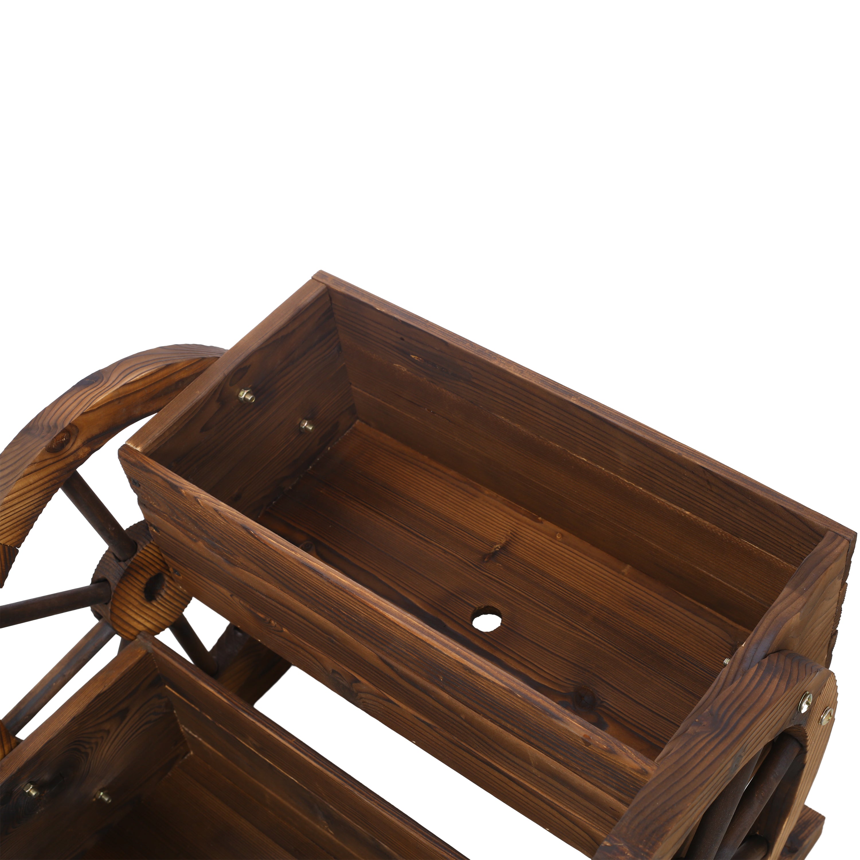 Wooden Wagon Planter Box with 2-Tier Flower Cart Design