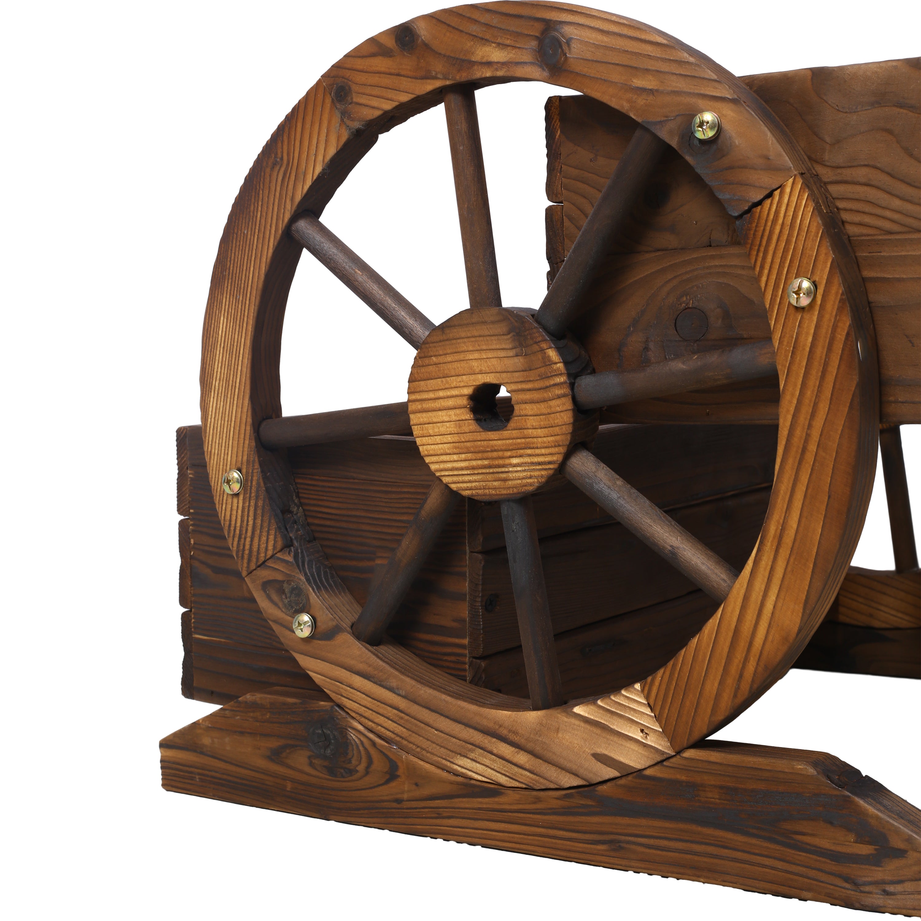 Wooden Wagon Planter Box with 2-Tier Flower Cart Design